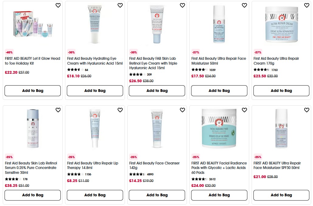 Up to 40% off selected First Aid Beauty at Sephora UK