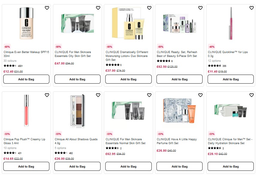 Up to 60% off Clinique at Sephora UK