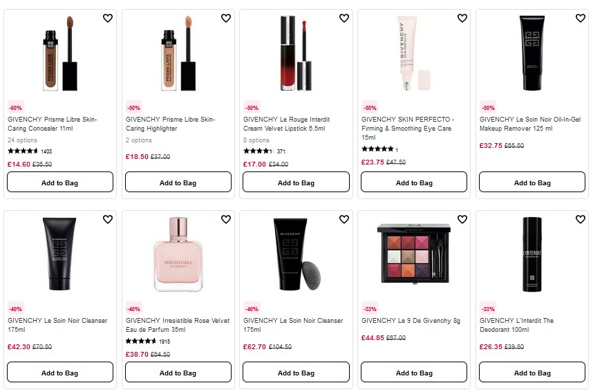 Up to 60% off Givenchy at Sephora UK