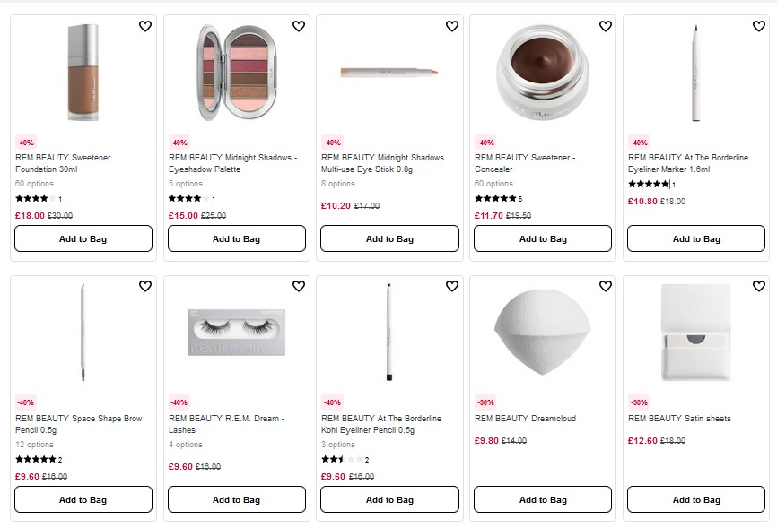 Up to 40% off R.E.M. Beauty at Sephora UK