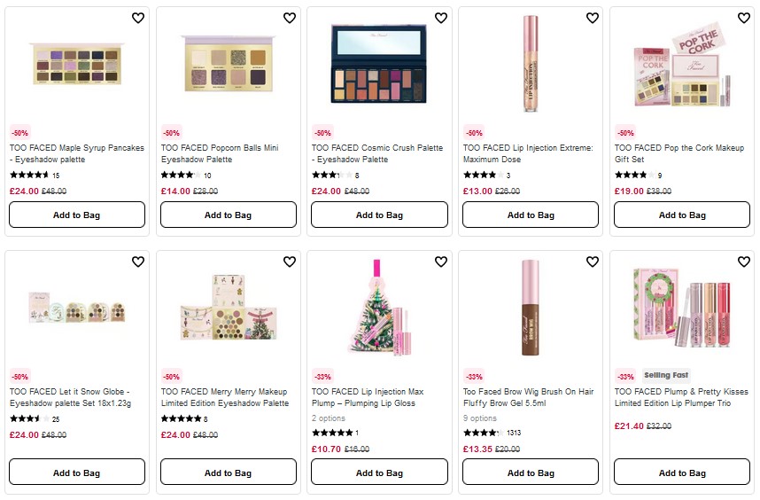 Up to 50% off Too Faced at Sephora UK