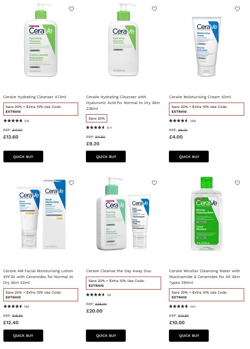 Up to 20% off CeraVe at Lookfantastic