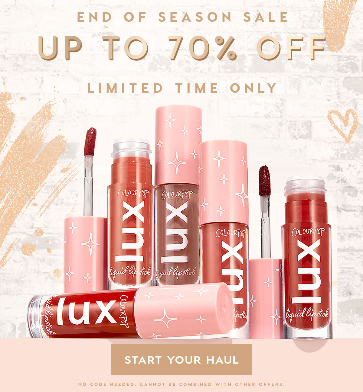 Up to 70% off Winter Sale at ColourPop