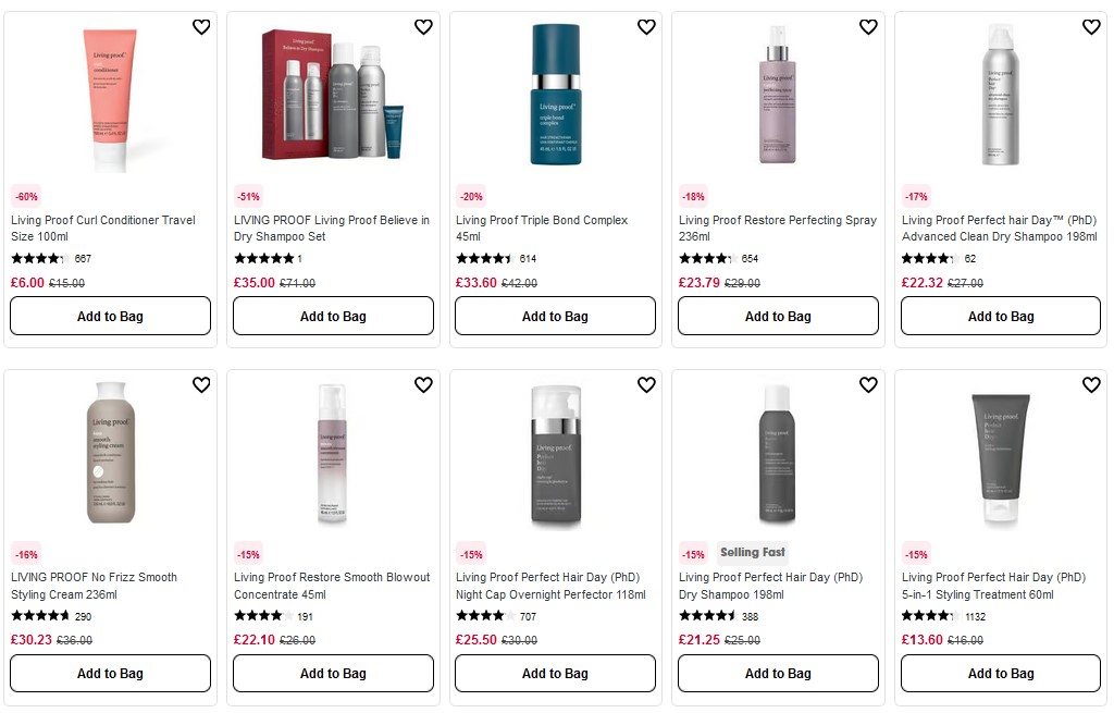Up to 60% off Living Proof at Sephora UK