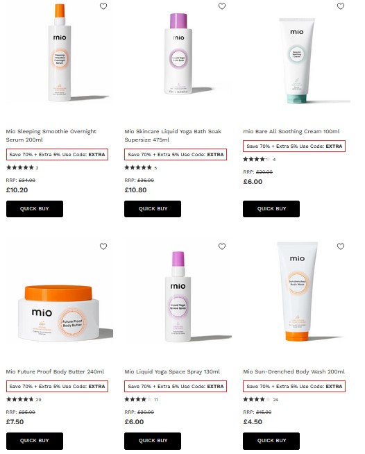 Up to 70% off Mio Skincare at Lookfantastic