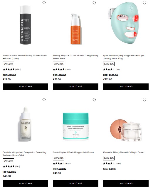 20% off Skincare at Cult Beauty