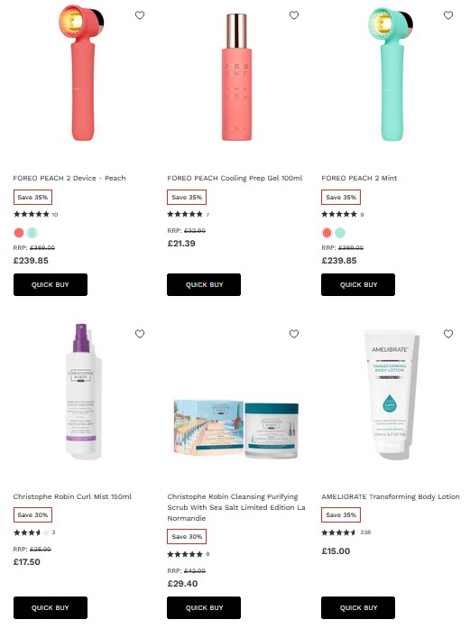 Extra 10% off selected FOREO, Ameliarate, Christophe Robin, L'Oreal Paris, and more