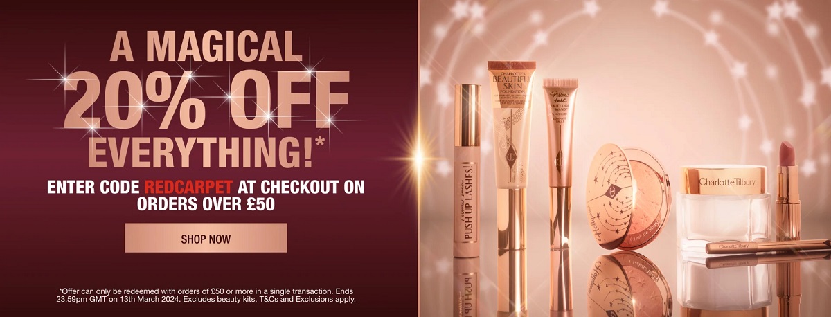 20% off orders over £50 at Charlotte Tilbury