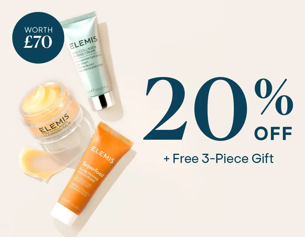 20% off selected at Elemis + free 3-piece gift