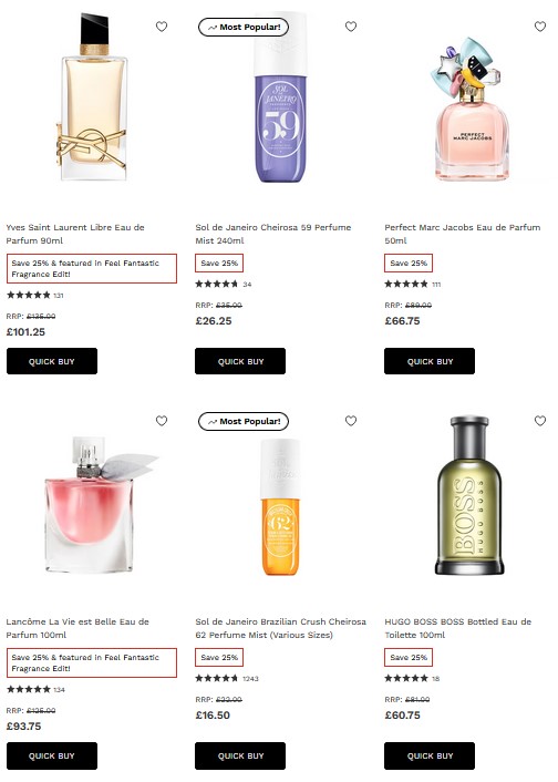Up to 25% off selected Fragrance at Lookfantastic
