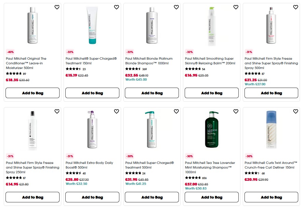Up to 40% off Paul Mitchell at Sephora UK
