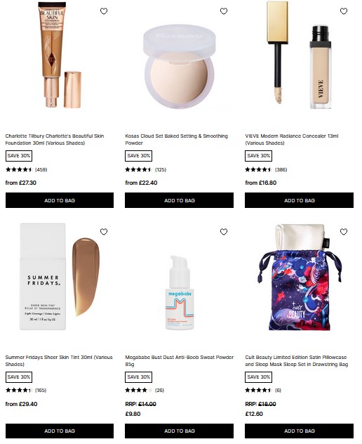 Up to 50% off selected at Cult Beauty