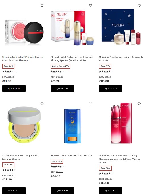 Up to 40% off Shiseido at Lookfantastic