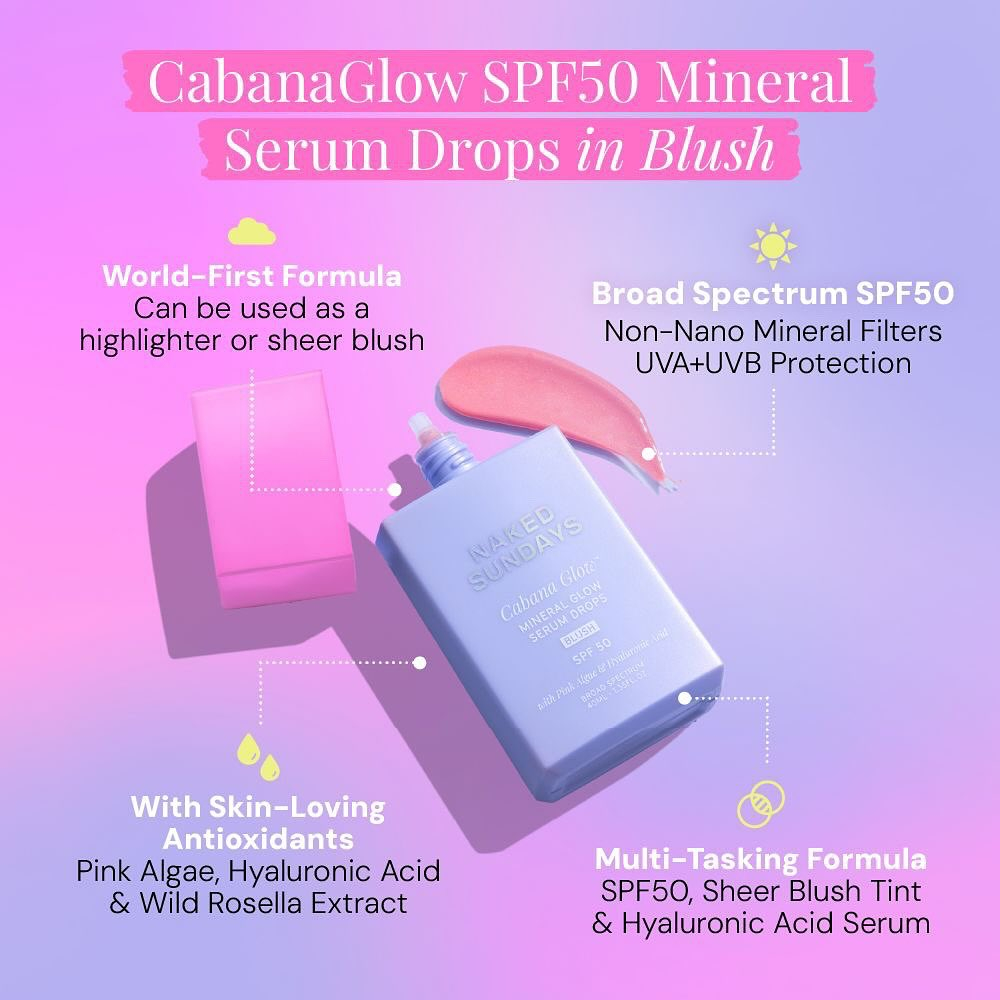 Naked Sundays CabanaGlow™ SPF50 Mineral Glow Serum Drops in BLUSH
