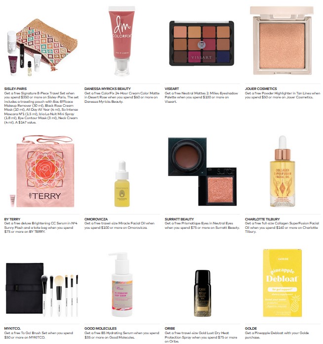 Gift with purchase offers at Beautylish