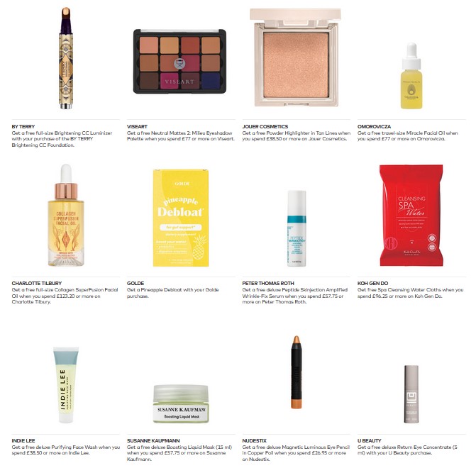 Gift with purchase offers at Beautylish