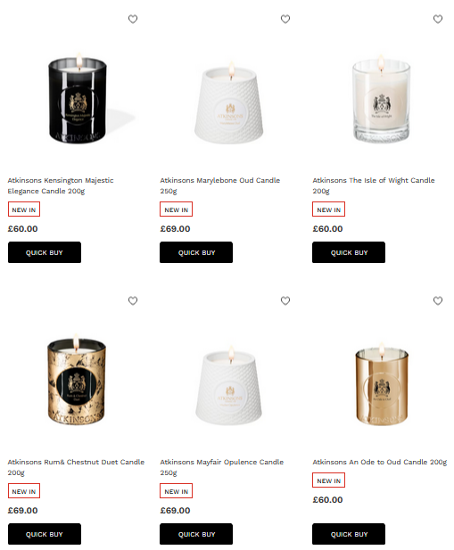 Atkinsons Scented Candles Atkinsons Scented Candles