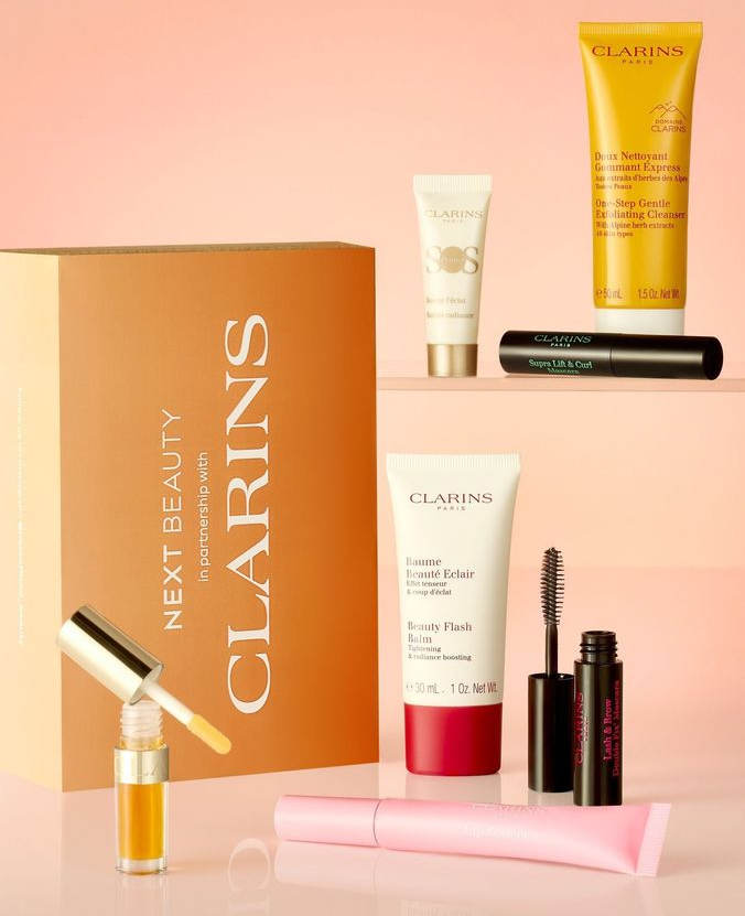 Next x Clarins Prime and Glow Box 2024 Next x Clarins Prime and Glow Box 2024