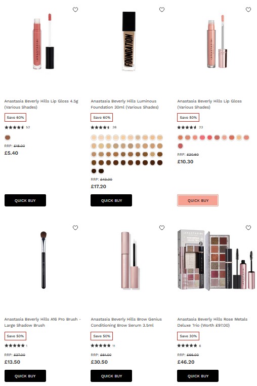 Up to 60% off Anastasia Beverly Hills Makeup at Lookfantastic
