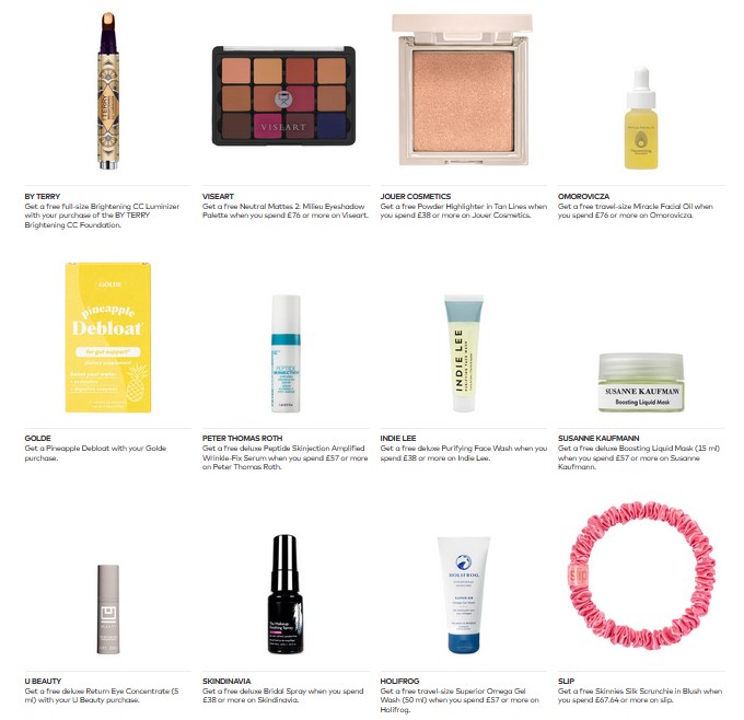 Gift with purchase offers at Beautylish