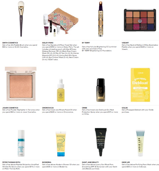 Gift with purchase offers at Beautylish