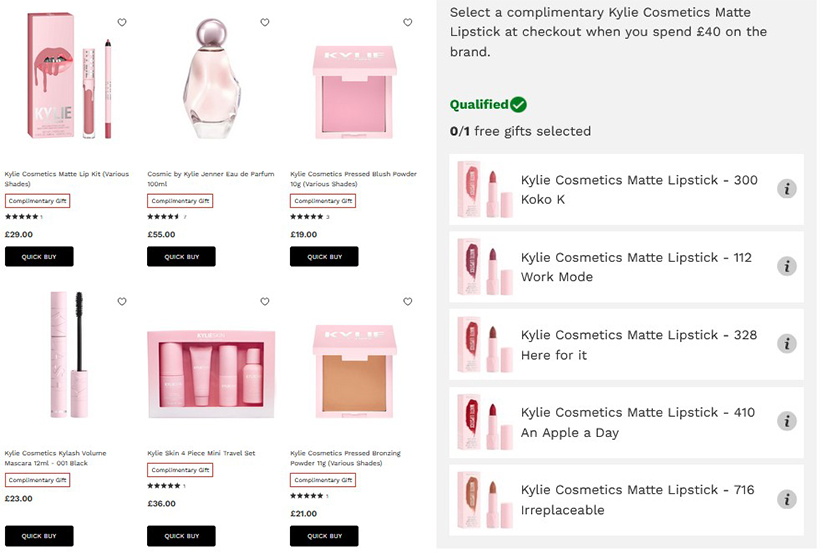 21% off Kylie Cosmetics at Lookfantastic