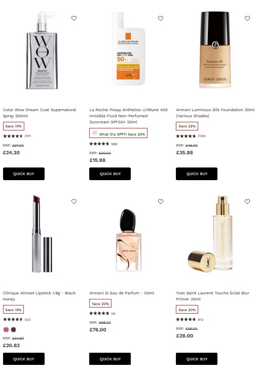Extra 5% off selected sale items at Lookfantastic