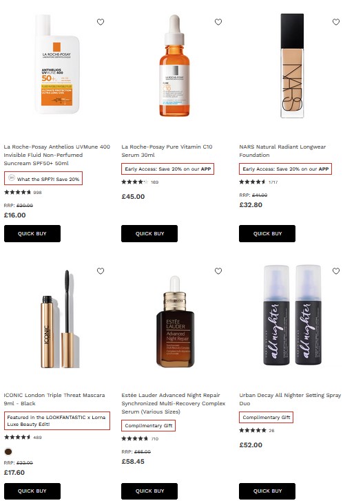 21% off selected full priced items at Lookfantastic