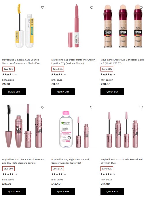 Up to 50% off Maybelline at Lookfantastic