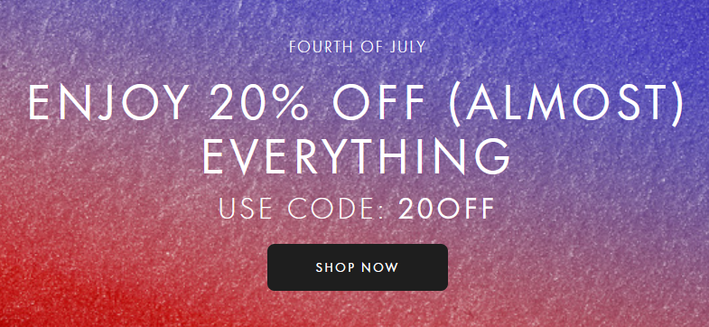 20% off almost everything (included Rare Beauty, Aesop and Augustinus Bader) at Space NK (US)