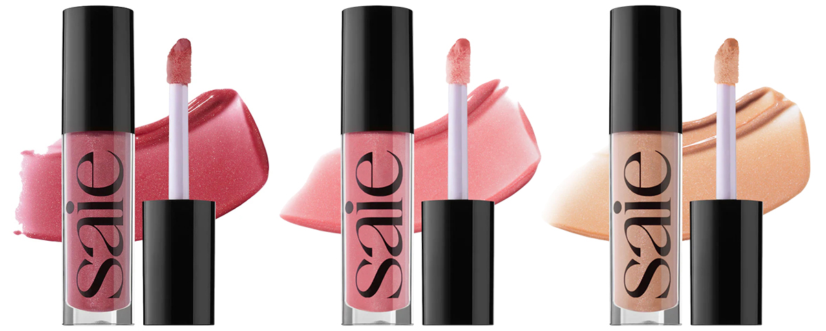 3 new shades of the Saie Glossybounce™ High-Shine Hydrating Lip Gloss Oil