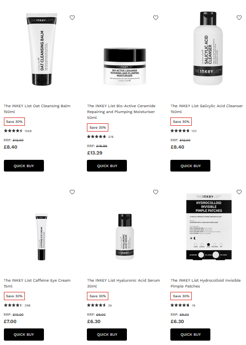 30% off The INKEY List at Lookfantastic