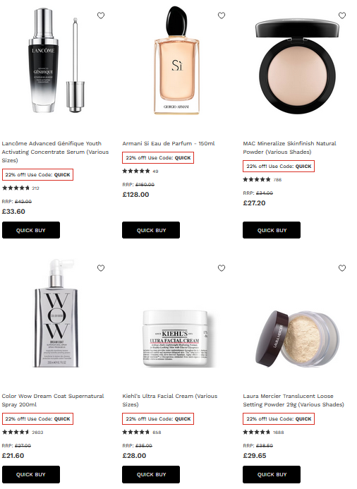23% off selected and declining at Lookfantastic