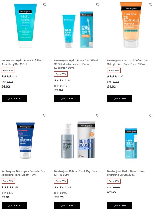 33% off Neutrogena at Lookfantastic