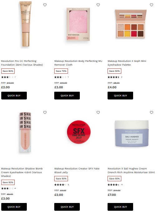 Up to 80% off Revolution at Lookfantastic