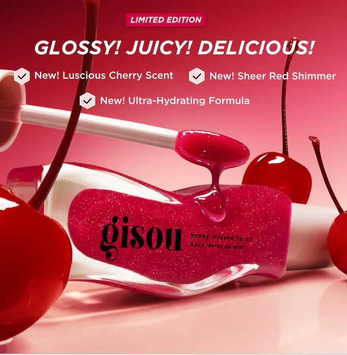 Gisou Honey Infused Hydrating Lip Oil in Cherry On The Cake Gisou Honey Infused Hydrating Lip Oil in Cherry On The Cake