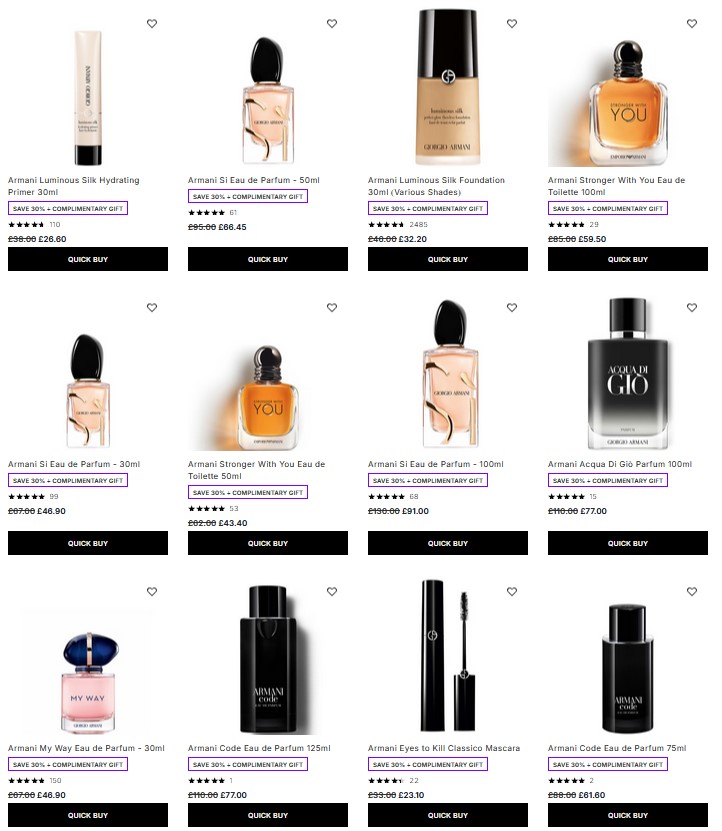 30% off Armani at Lookfantastic 30% off Armani at Lookfantastic