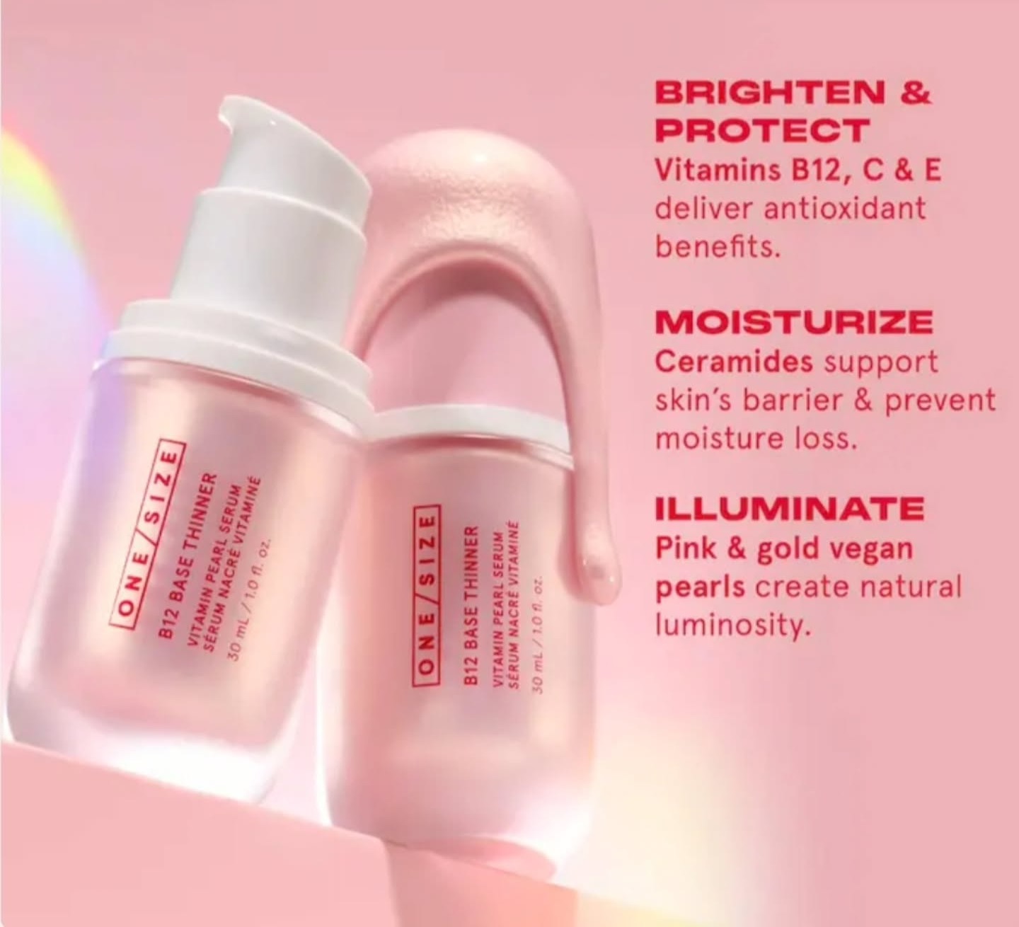 ONE/SIZE has announced the ONE/SIZE B12 Base Thinner Vitamin Pearl Serum ONE/SIZE has announced the ONE/SIZE B12 Base Thinner Vitamin Pearl Serum