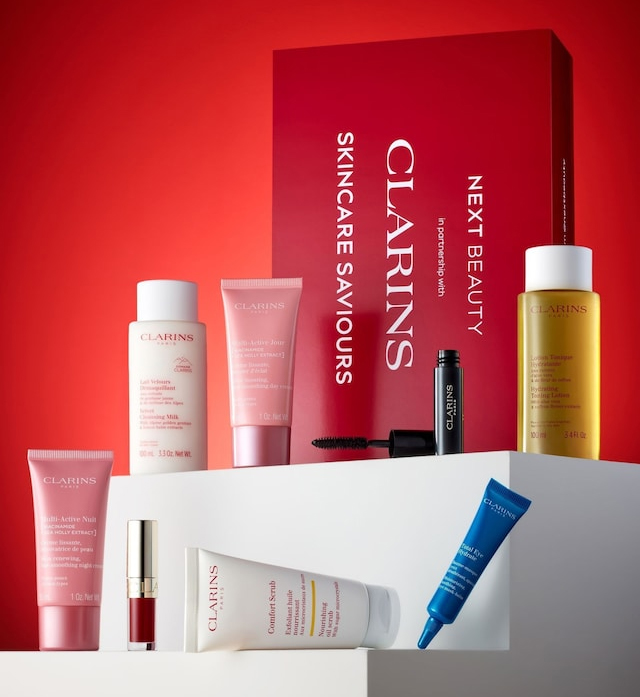 Next x Clarins Skincare Saviours Edit Beauty Box 2025 Next x Clarins Skincare Saviours Edit Beauty Box 2025