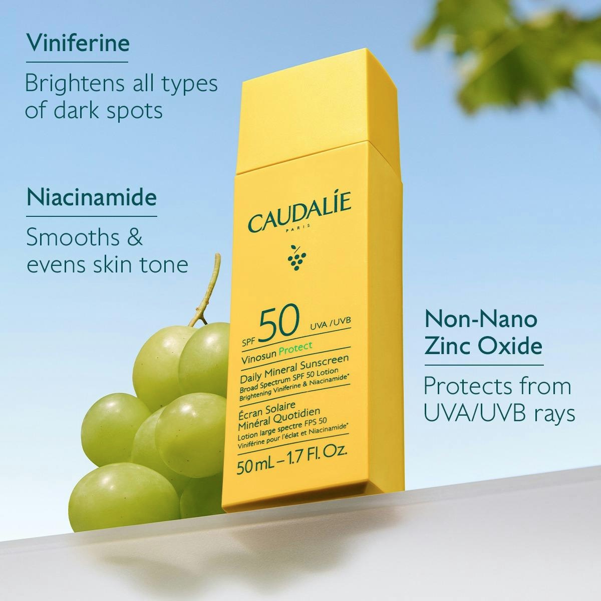 Caudalie Vinosun ProtectDaily Mineral Sunscreen Broad Spectrum SPF 50 Lotion