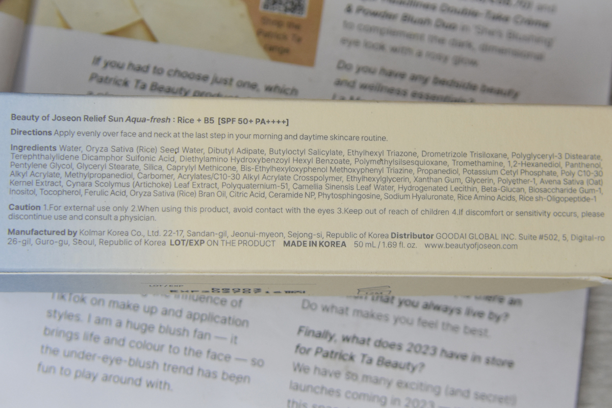 Beauty of Joseon Relief Sun Aqua-Fresh Rice + B5 SPF50