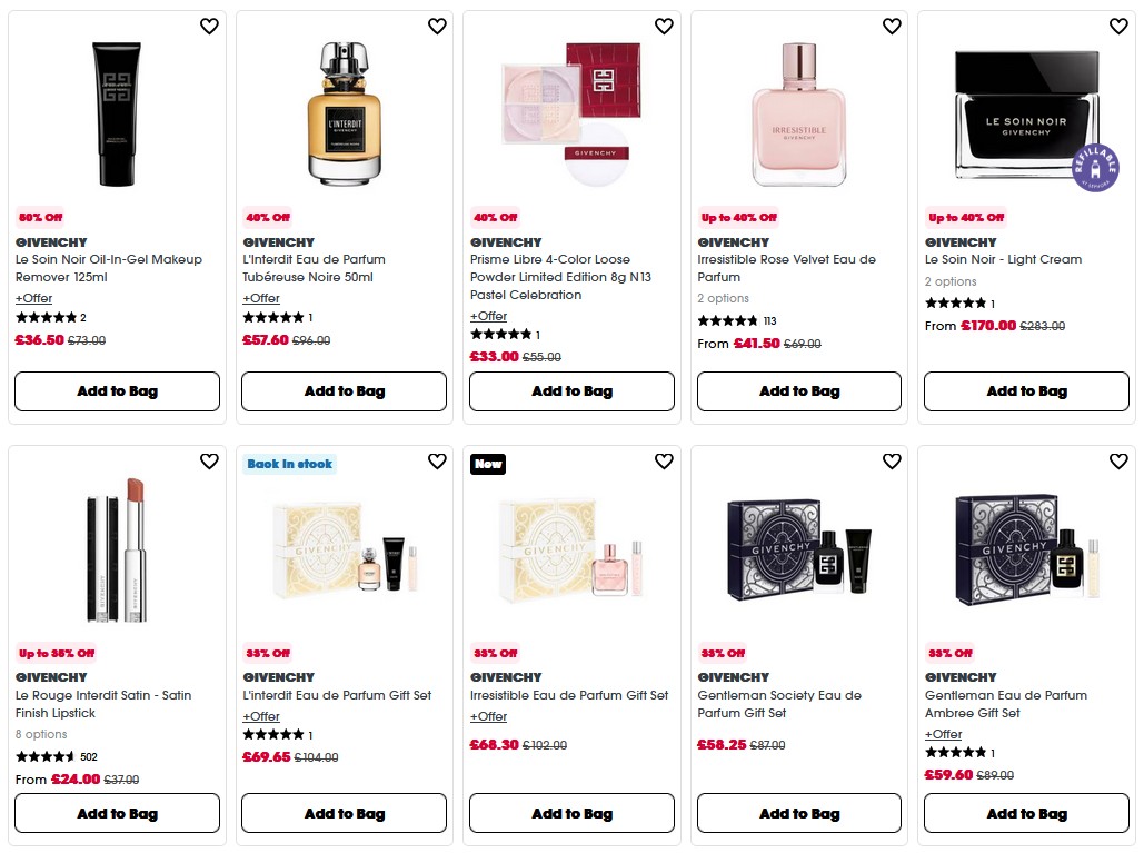 Up to 50% off GIVENCHY at Sephora UK