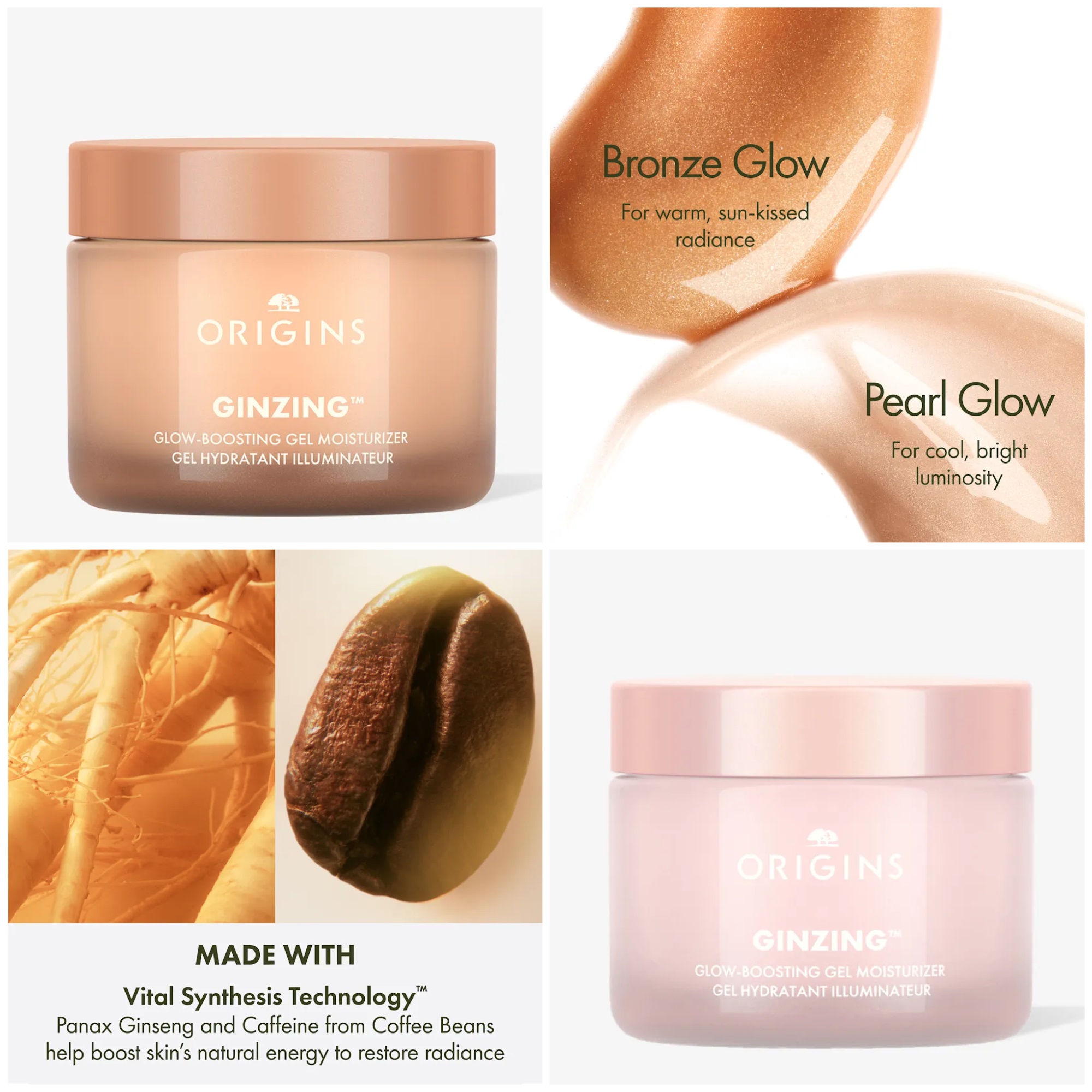 Origins Ginzing Glow Boosting Moisturiser in Bronze Glow & Pearl Glow