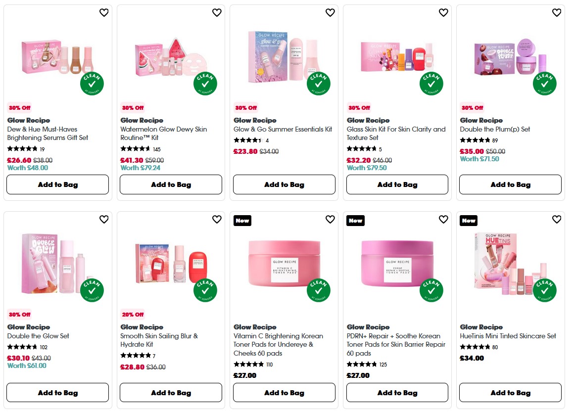 Up to 30% off Glow Recipe at Sephora UK