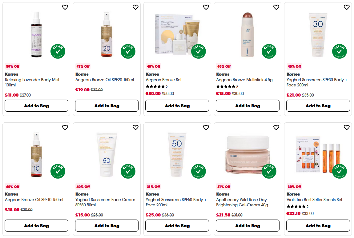 Up to 59% off Korres at Sephora UK Up to 59% off Korres at Sephora UK