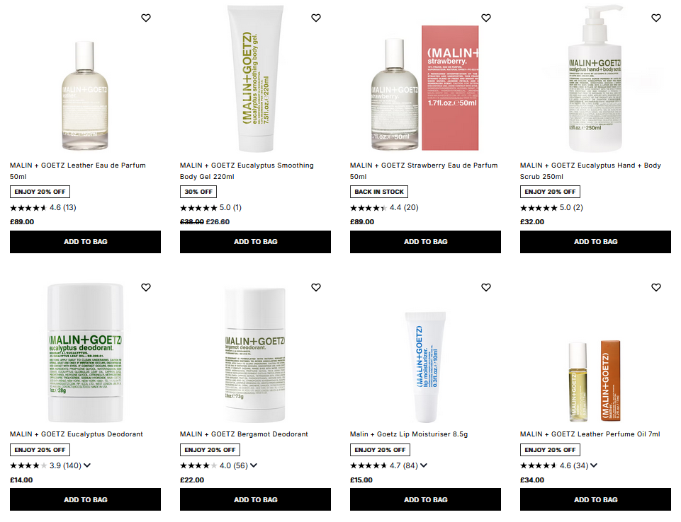 20% off MALIN + GOETZ at Cult Beauty 20% off MALIN + GOETZ at Cult Beauty
