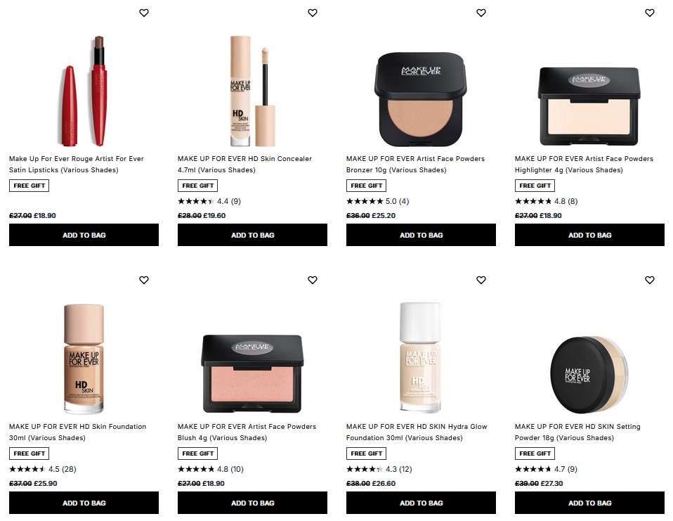 Up to 30% off Make Up For at Cult Beauty