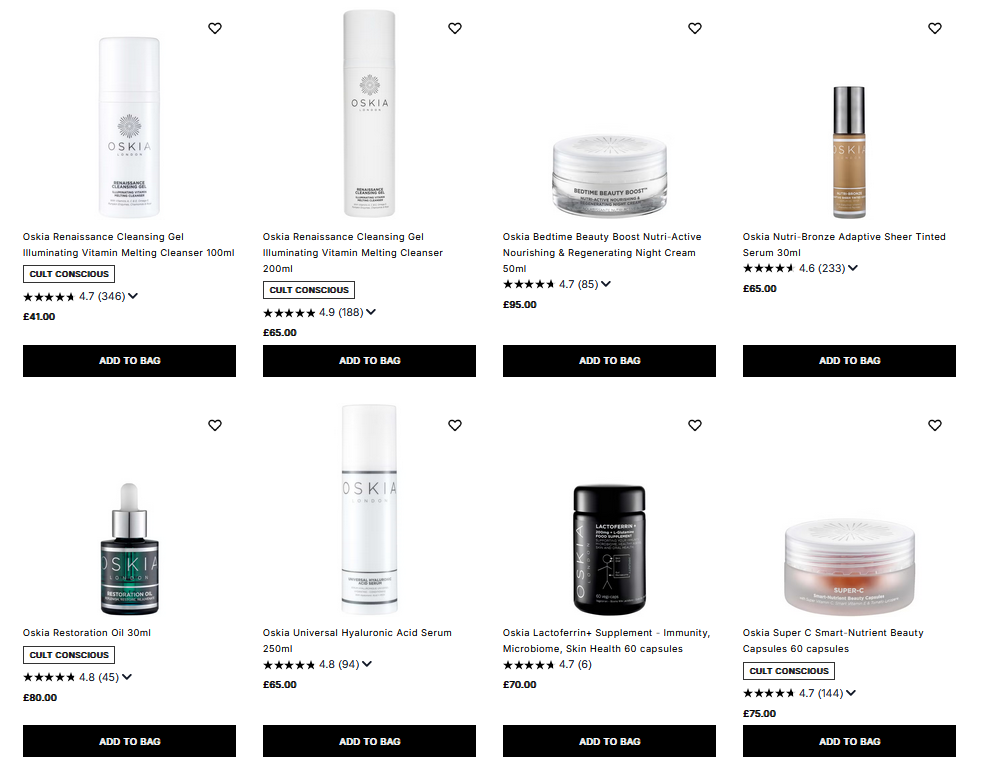 20% off Oskia at Cult Beauty