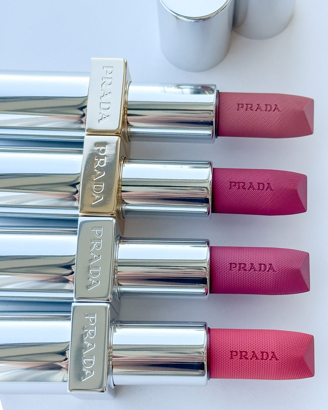 New shades of the Prada Beauty Monochrome Weightless Lip Colour are coming soon