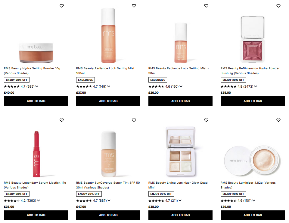 20% off RMS Beauty at Cult Beauty
